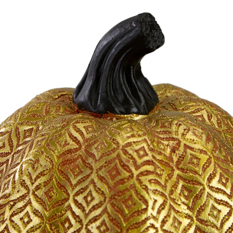 9.75-Inch Gold and Orange Textured Pumpkin Fall Decoration