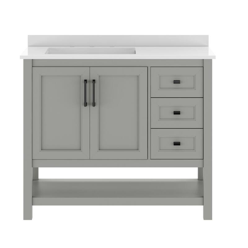 Bathroom Vanity with Sink, Open Storage, and Storage Drawers