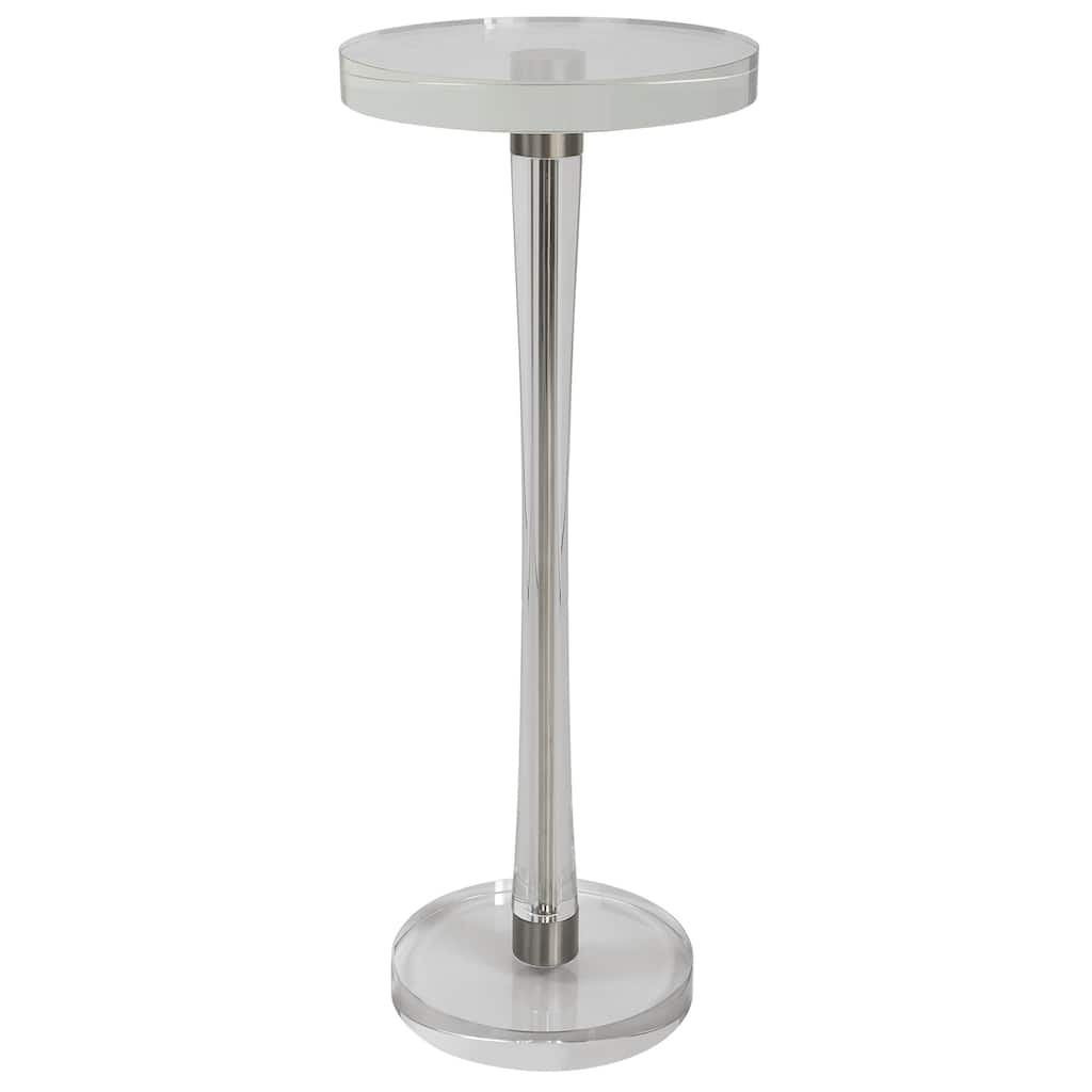 Crystal Round Top Drink Table - 22" - Silver and Clear