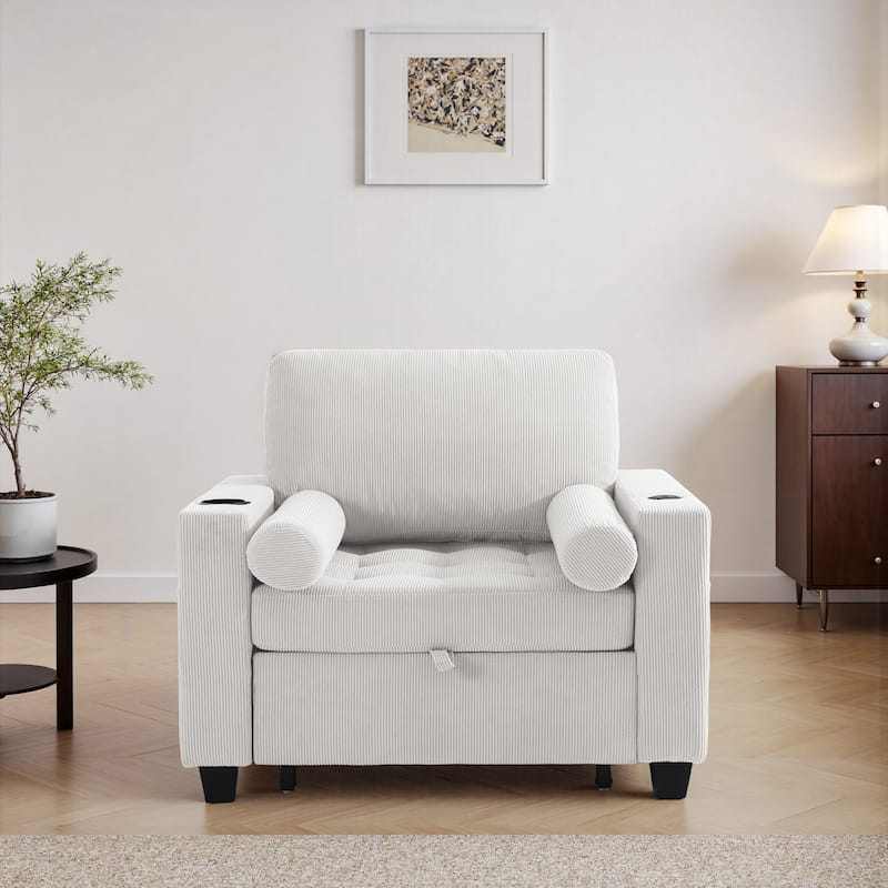 Corduroy Convertible Chair 3 in 1 Sleeper Sofa Chair Bed