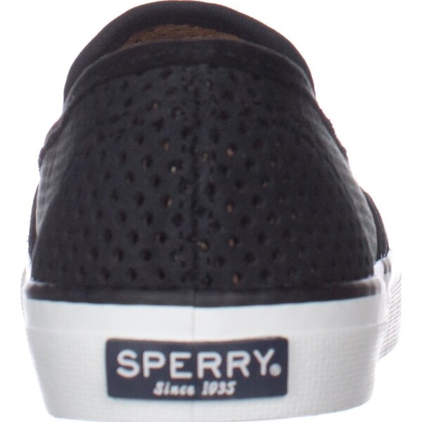 sperry seaside perforated sneaker black