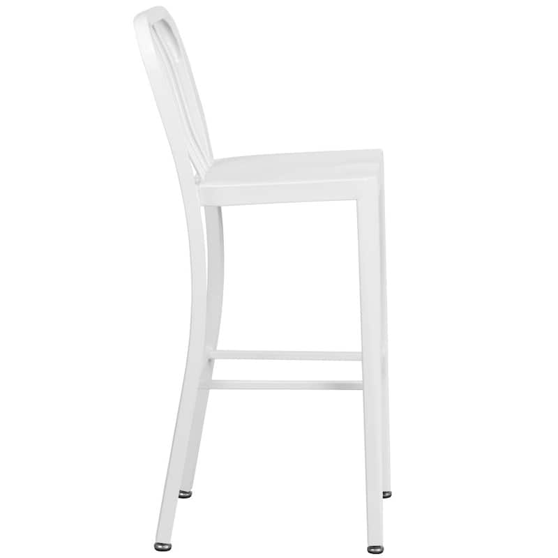 30'' High Metal Indoor-Outdoor Barstool with Vertical Slat Back