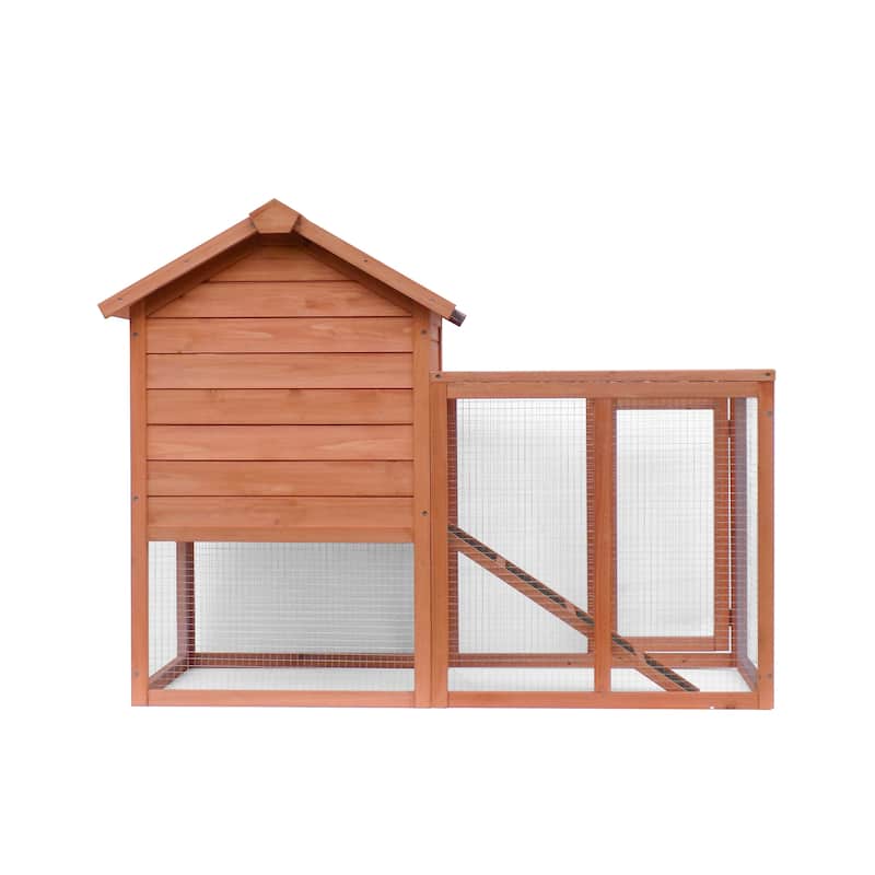 2-Story Hutch Indoor Outdoor Bunny Cage, Chicken Coop Poultry House with Run - Multi