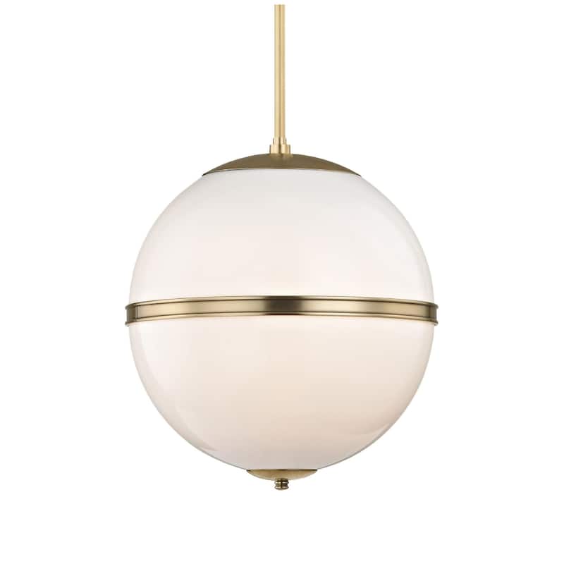 Crystorama Lighting Group Truax 3 Light 16" Wide Pendant with White - Aged Brass