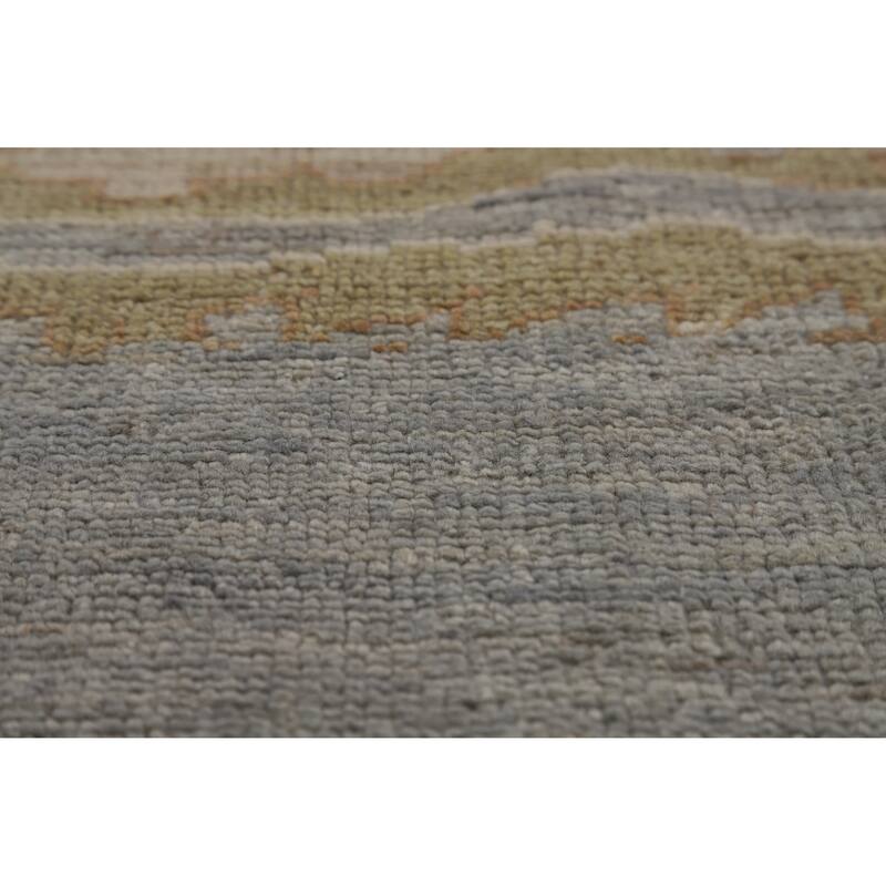 Hand Knotted Oriental 100% Wool Carpet Transitional All-Over Greys & Charcoal Oushak Area Rug - 12' 0'' X 9' 2''