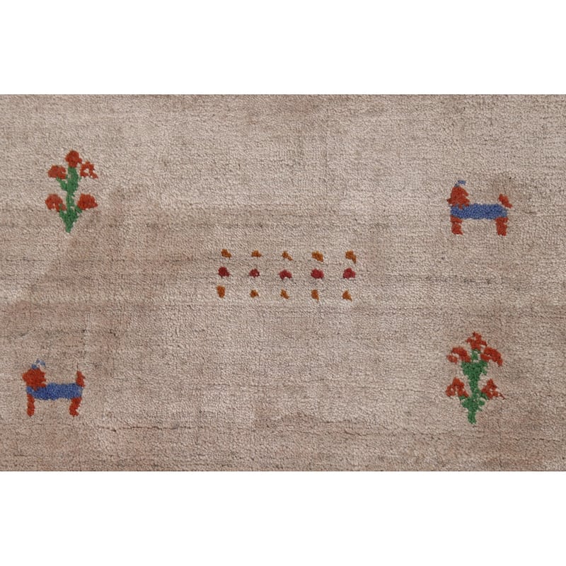 Modern Gabbeh Indian Foyer Rug Handmade Silk Carpet - 2'10"x 4'11"