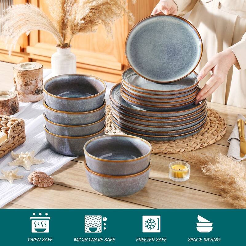Vancasso PLAYA 18/24-Piece Stoneware Dinnerware Set Service for 6