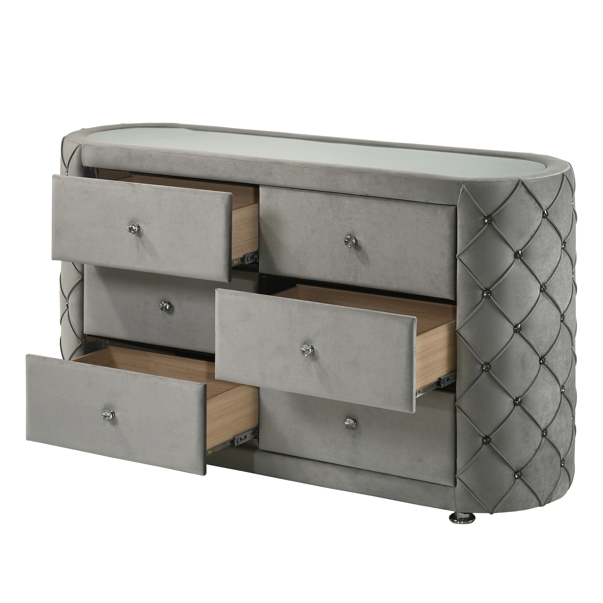 white tall dresser SICOTAS Stria 6 Drawers with Pop Up Design, Modular 51.8