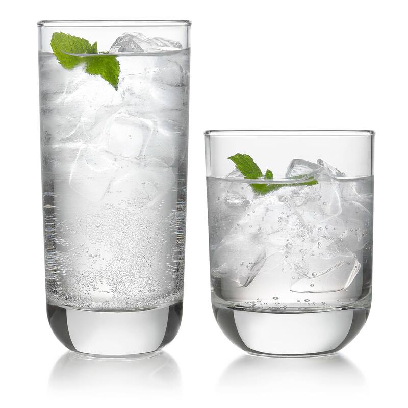 Libbey Polaris 16Piece Tumbler and Rocks Glass Set, Clear Bed Bath