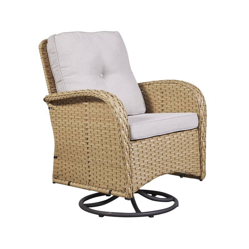 Gymojoy Swivel Patio Chair & Table 3 Piece Outdoor Furniture Set