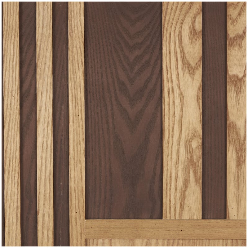 Wooden Geometric Carved Two-Toned Striped Home Wall Decor - Set of 2 Brown - Roche River Decor