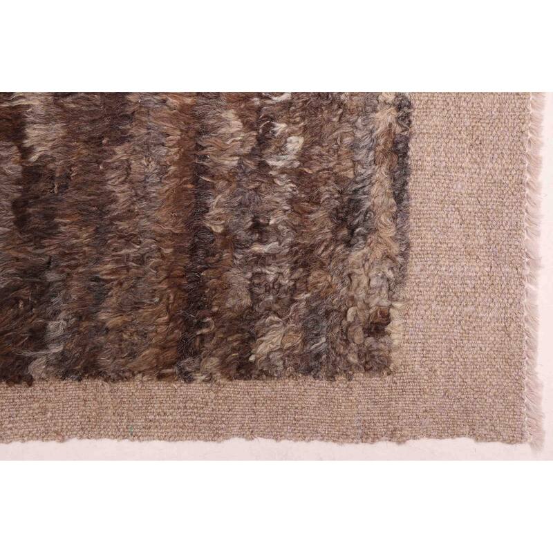 ECARPETGALLERY Hand-knotted Pak Finest Marrakesh Dark Brown Wool Rug - 7'10 x 10'3