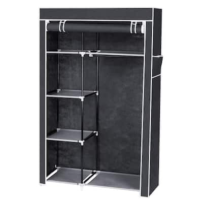 Portable Fabric Closet Storage Organizer Clothes with Cover Shelves