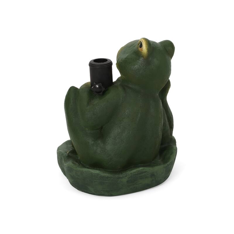 Roomfitters Frog Prince Outdoor Umbrella Base, Heavy Duty Concrete Stand for Patio or Garden, Green
