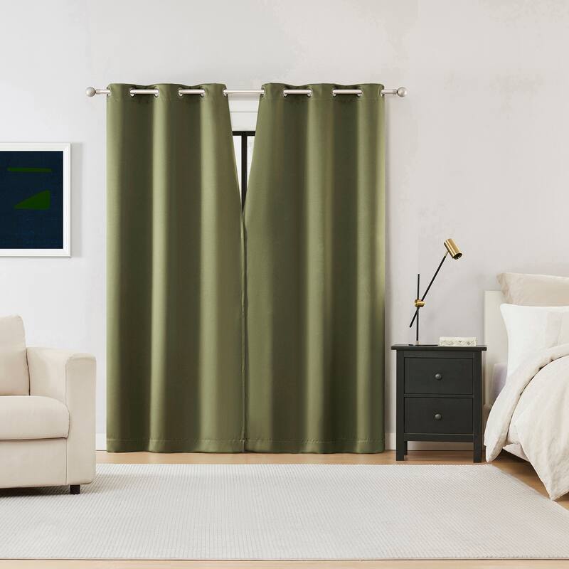 Sun Zero Sheridan Dual-Sided Magnetic Closure Total Blackout Grommet 2-Piece Curtain Panel Pair