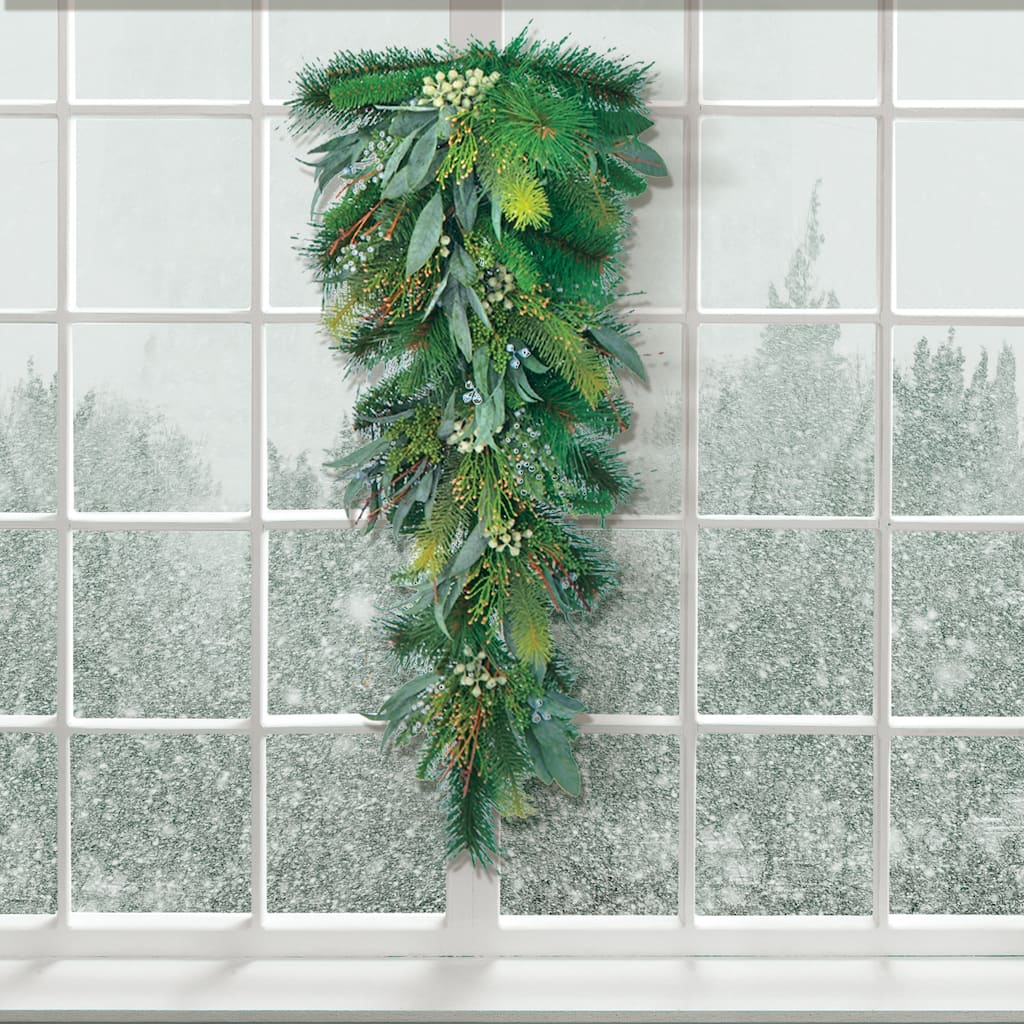 32" Seeded Eucalyptus, Pine Teardrop