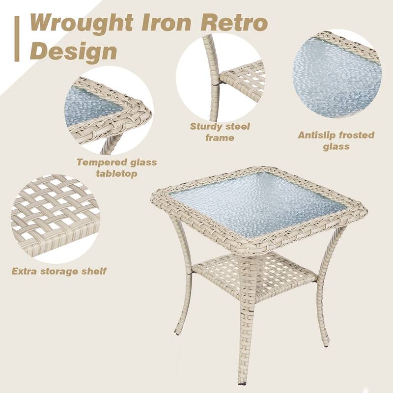 Pocassy Patio Swivel Rocker Chairs with Side Table