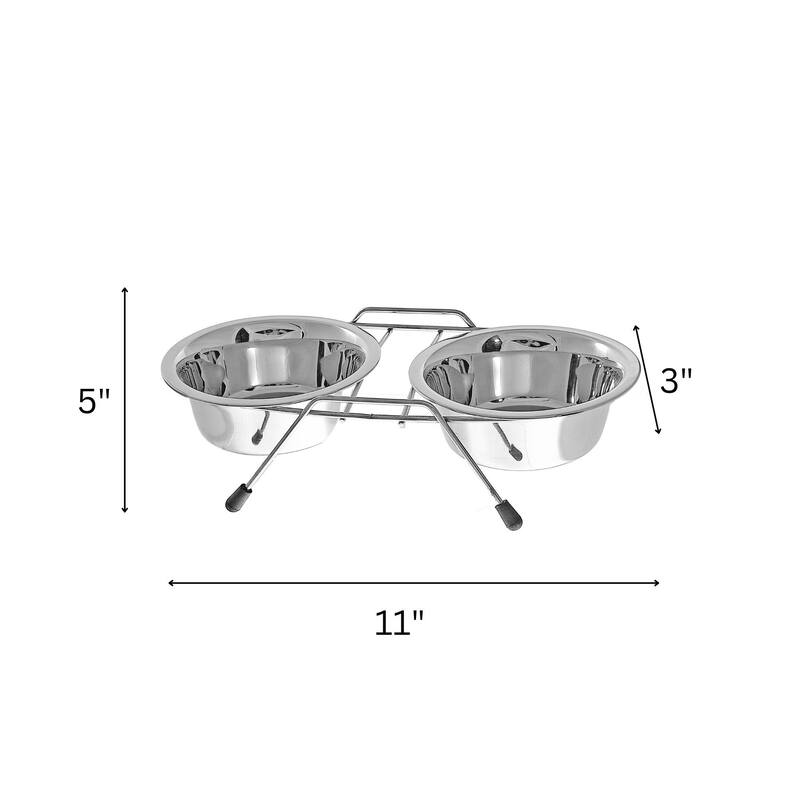 Stainless Steel Double Pet Bowl With Stand
