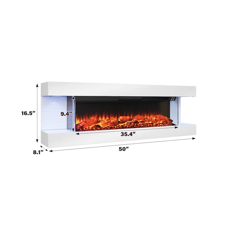 3-Sided Electric Fireplace, Wall Mounted LED Electric Fireplace