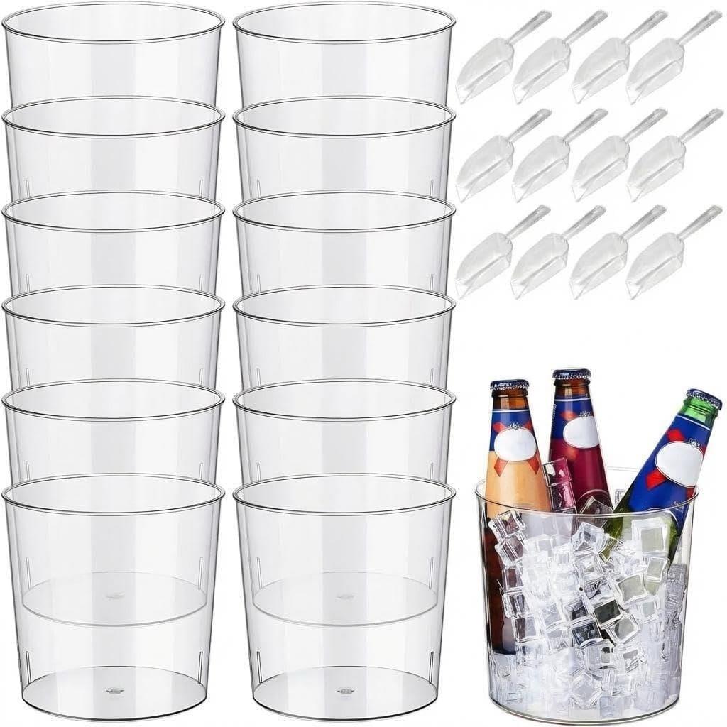 12 Pack Ice Buckets, 3.2L Plastic Beverage Tubs for Party BBQ Bar