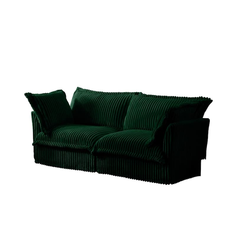 83.4" Corduroy 2-Seater Sofa with Big Pillows for Living Room