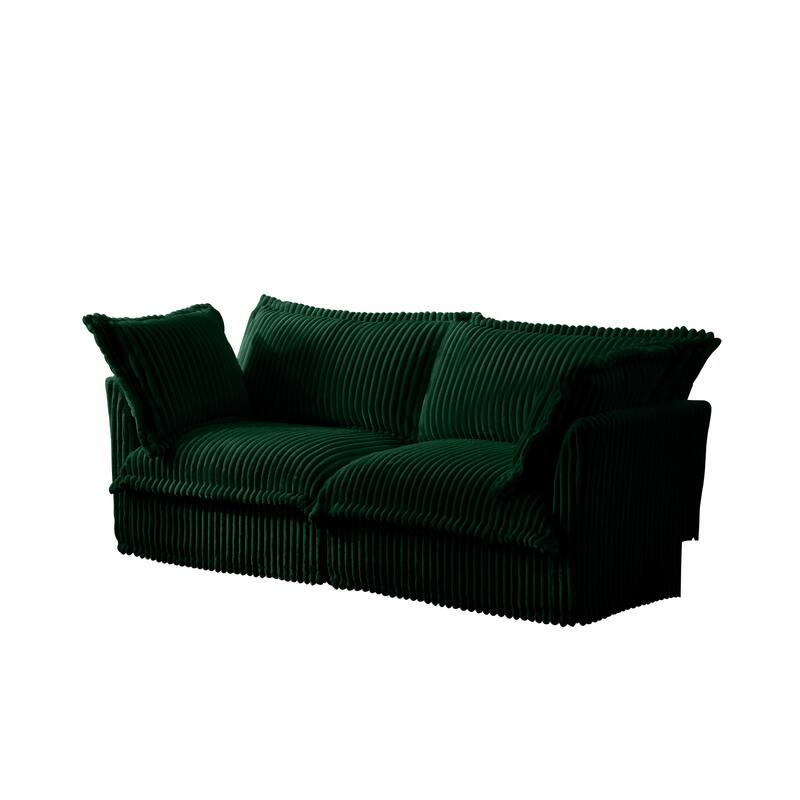 GDFStudio - Modern Corduroy Deep-Seat Slipcovered 2-Seater 83.4" Loveseat Sofa