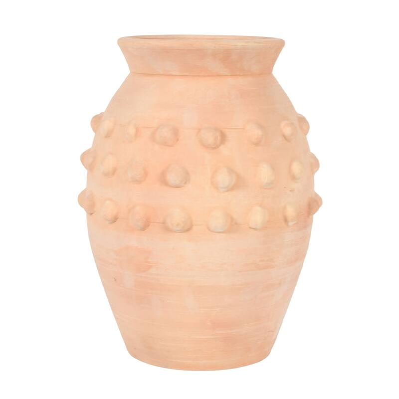 Solid Beaded Terracotta Vase - 10.75" - Brown