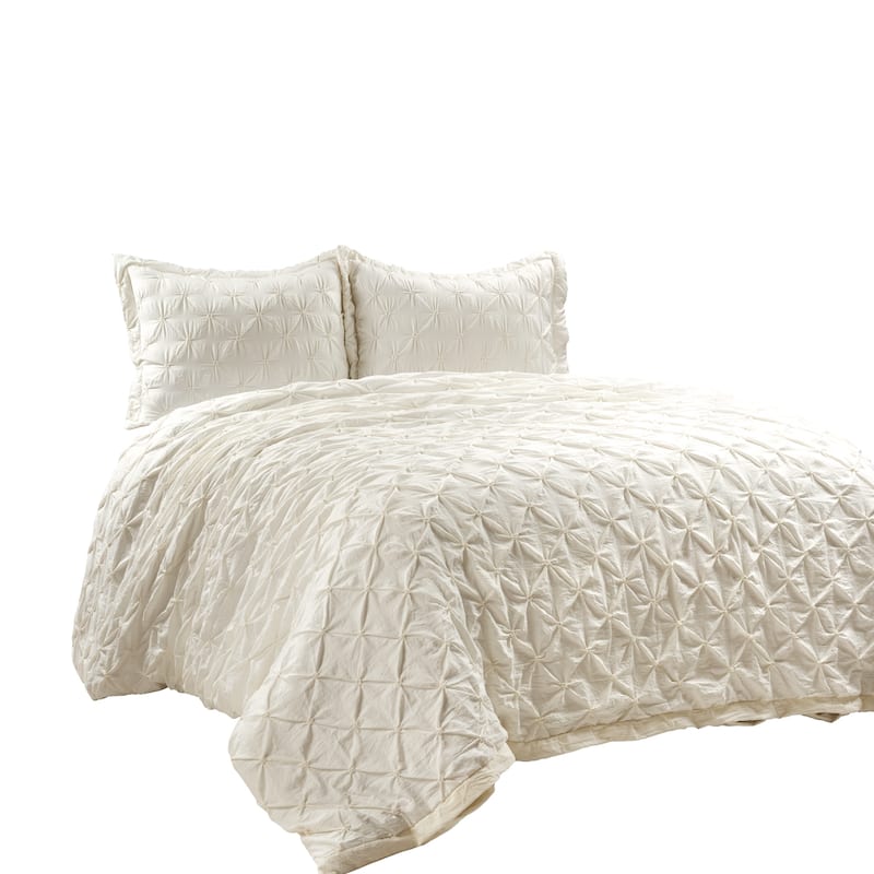 Lush Decor Ravello Pintuck Soft Oversized Duvet Cover 3 Piece Set