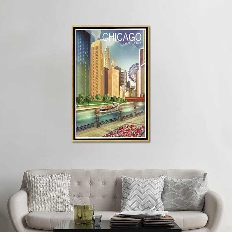 iCanvas "Chicago I" by Old Red Truck Framed Canvas Print