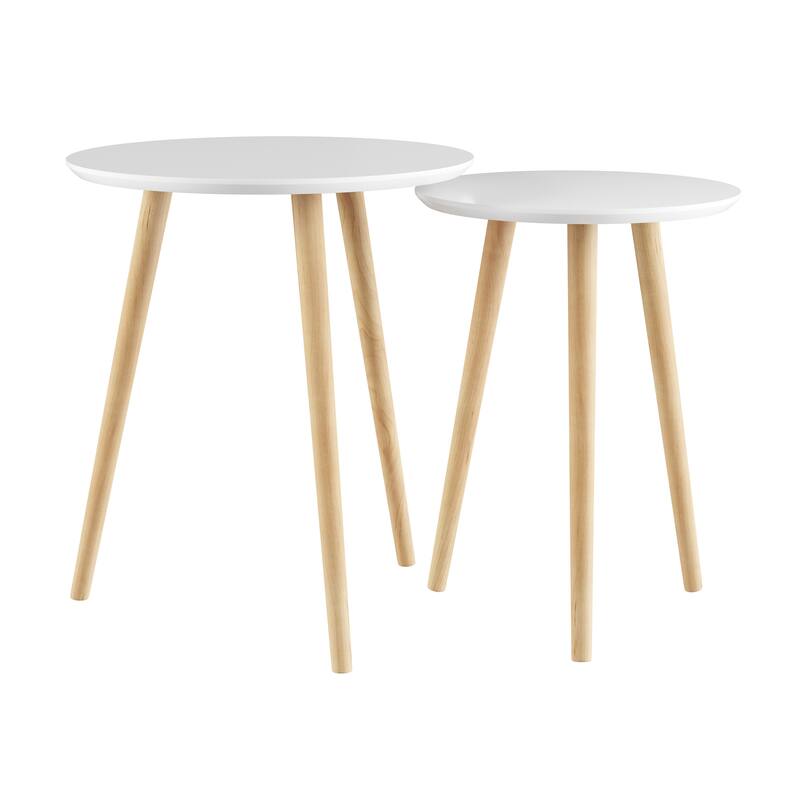 Nesting End Tables Mid-Century Modern Wood Contemporary Accent Tables with Circular Top by Lavish Home