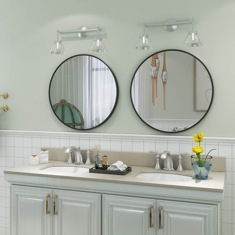 KIOTEE Full Length Round Aluminum Alloy Framed French Cleat Mounted Wall Decor Bathroom Vanity Mirror with 5-Year Warranty