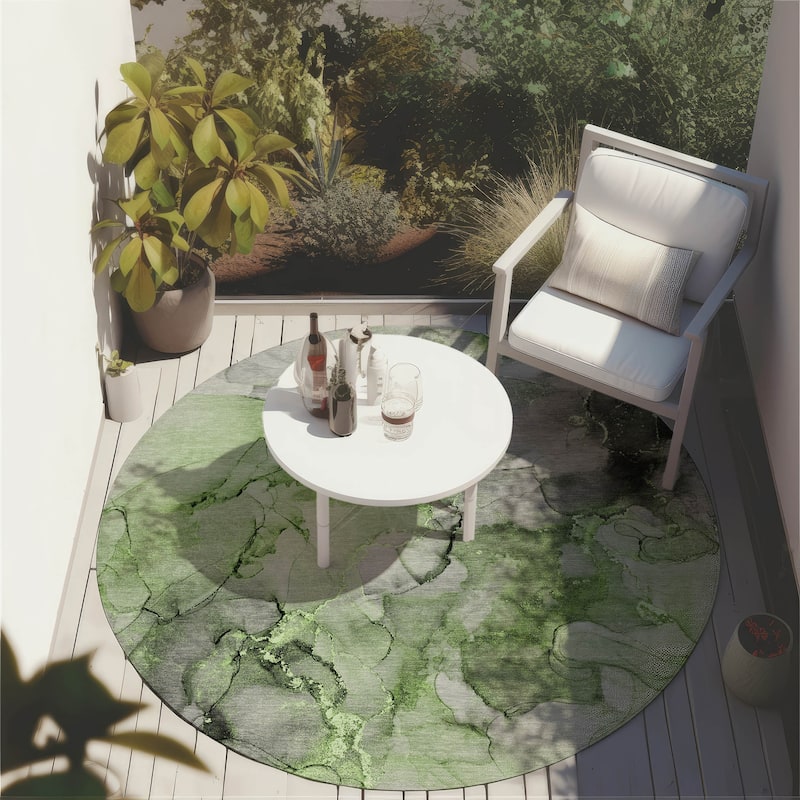 Machine Washable Indoor/ Outdoor Abstract Chantille Rug