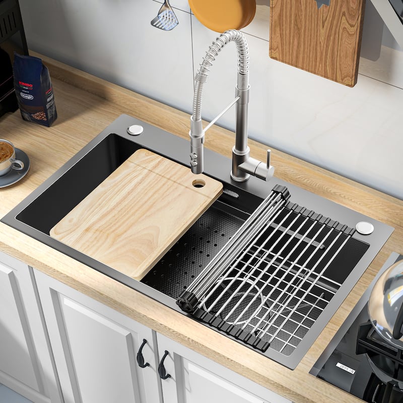30'' /32'' Drop In Stainless Steel Kitchen Sink Workstation - 30'' x 18'' x 9''