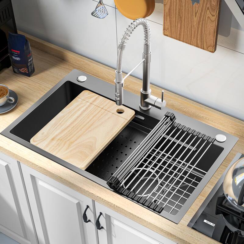 30''/32'' Stainless Steel Drop In Kitchen Sink Workstation - 30'' X 18'' X 9''