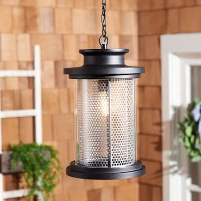 SAFAVIEH Outdoor Lighting Collection Queren 9" Vintage Outdoor Pendant - 9" W x 9" D x 16" H