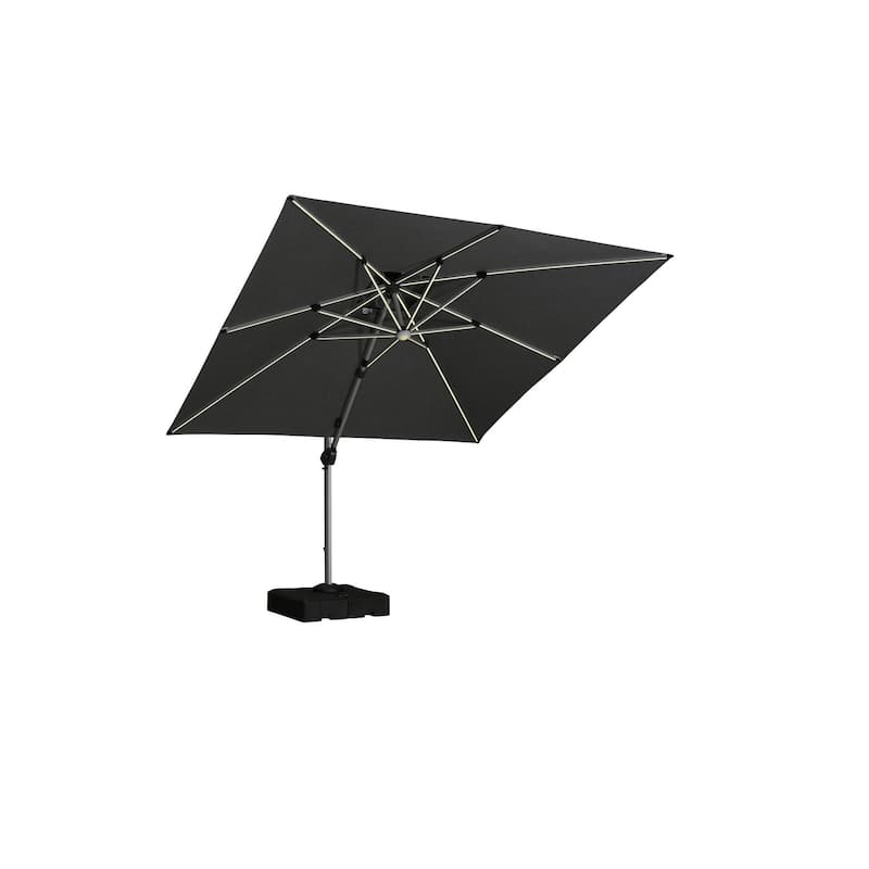 PURPLE LEAF 10/12 ft Square Sunbrella Patio Cantilever Umbrella with Base