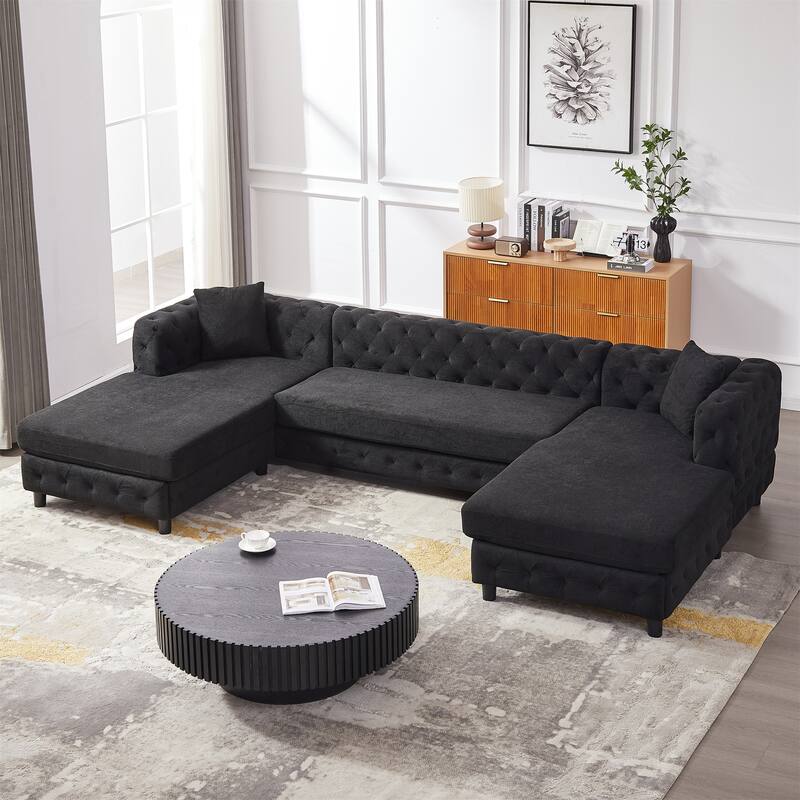 126-inch Modern Style Chenille Three Piece Sofa