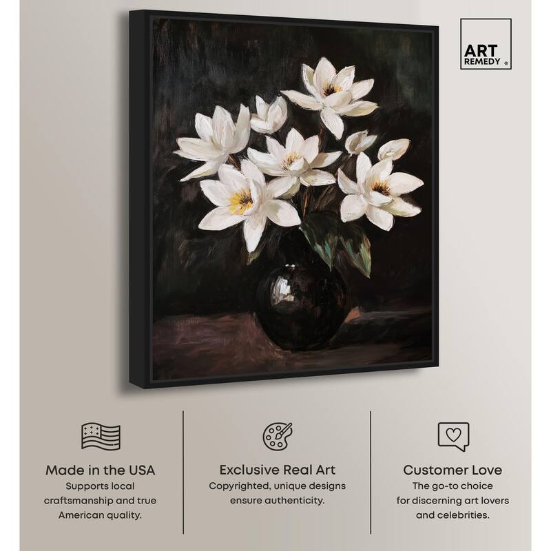 Chiaroscuro Flowers Canvas by Art Remedy