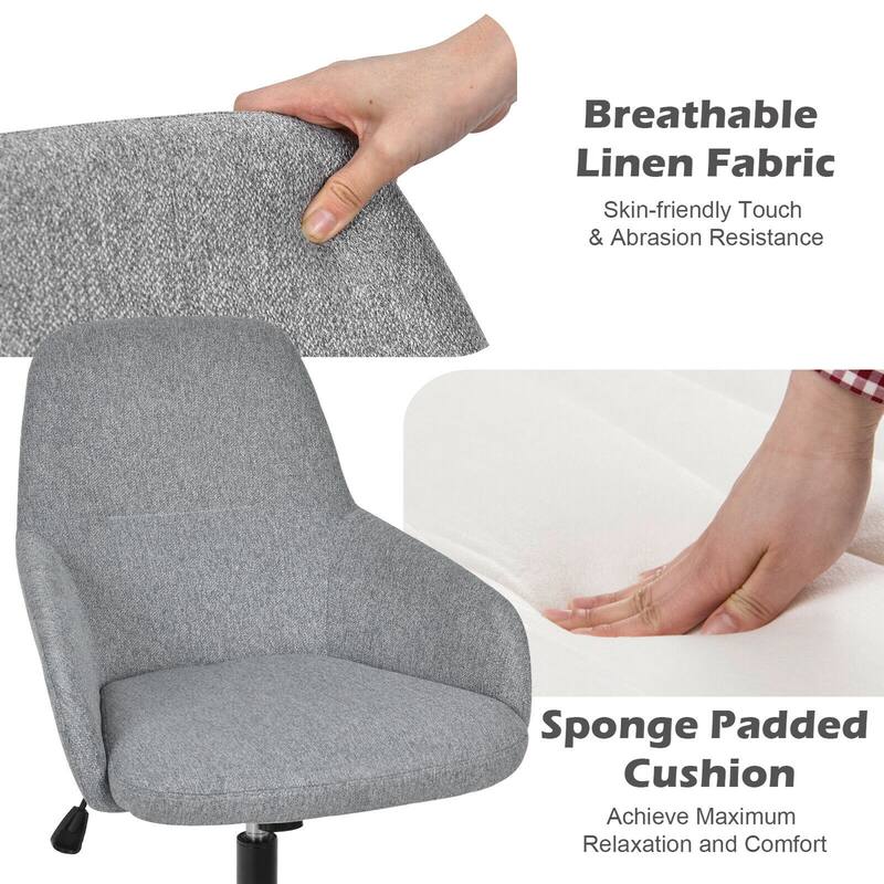 Gymax Linen Accent Office Chair Adjustable Rolling Swivel Task Chair - See Details