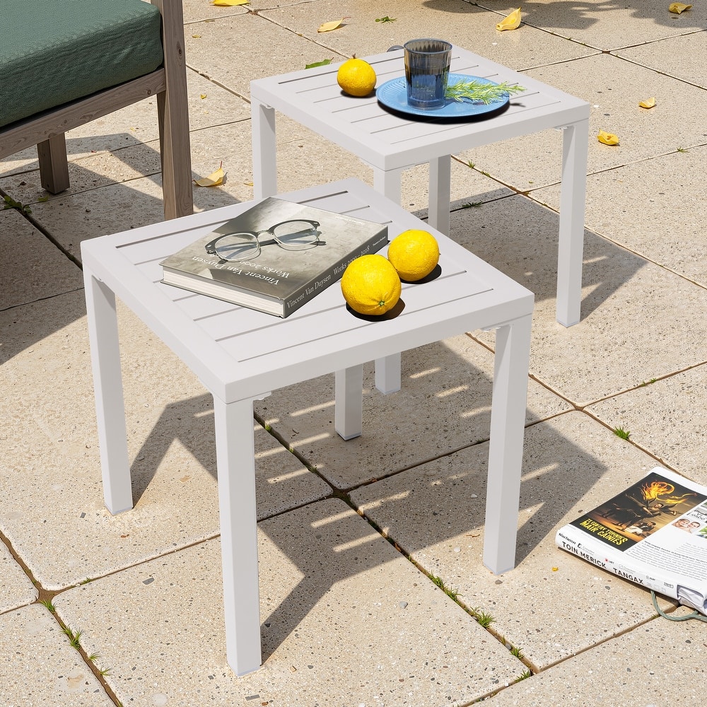 Pellebant Outdoor Aluminum Small Square Side End Table - 15.67" L x 15.67" W x 15.83" H