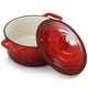 preview thumbnail 3 of 5, MegaChef 2.7 Quart Round Enameled Cast Iron Casserole in Gradient Red