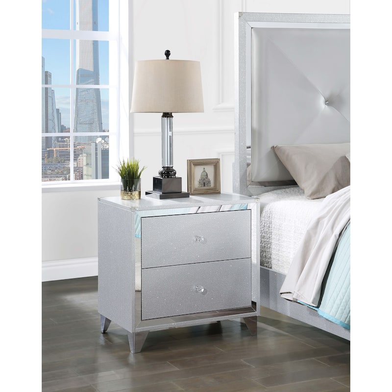 Larue Contemporary 2-drawer Nightstand Silver