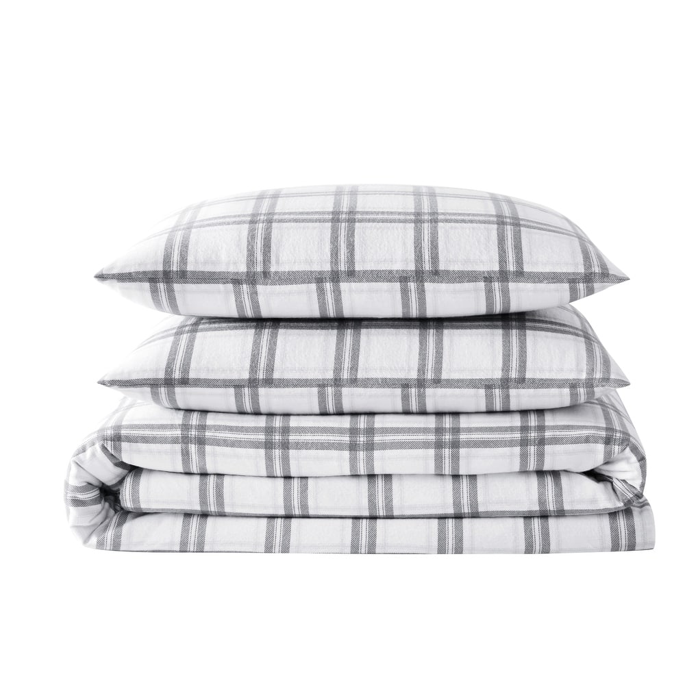 London Fog Printed Cotton Flannel 3 Piece Comforter Set