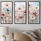 preview thumbnail 1 of 11, Designart "White And Pink Floral Wonderland" Floral Framed Wall Art Set of 3 - Traditional White Wall Art Decor 3 Pieces 36 in. W x 28 in. H - 3 Panels - Black
