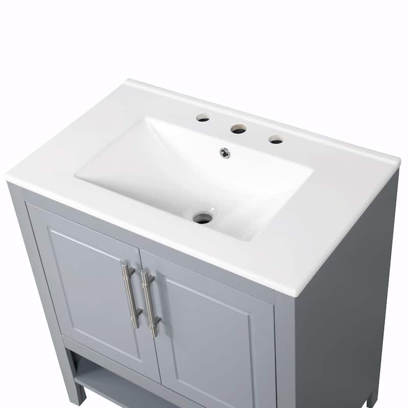 30" Bathroom Vanity with Sink, Multi-functional Cabinet with Doors and Drawers