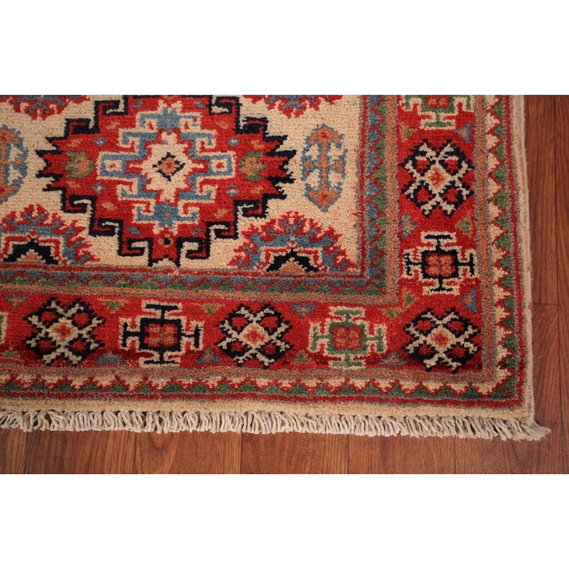 Geometric Kazak Oriental Foyer Rug Handmade Traditional Wool Carpet - 2'0" x 3'0"