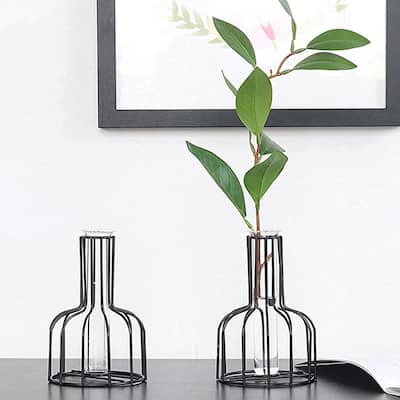Flower Vases with Iron Frame Decorative for Living Room Wedding