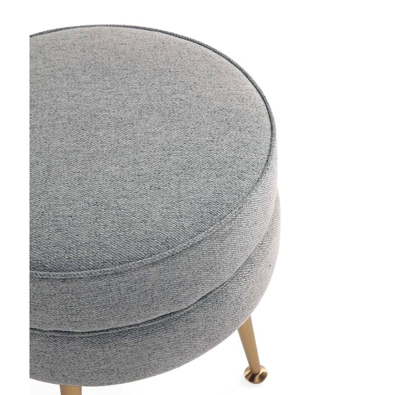 Upholstered Accent Ottoman with Metal Legs Mid Century Modern Design