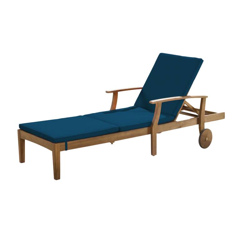 Perla Outdoor Acacia Wood 3 Piece Chaise Lounge Set with Water-Resistant Cushions by Christopher Knight Home