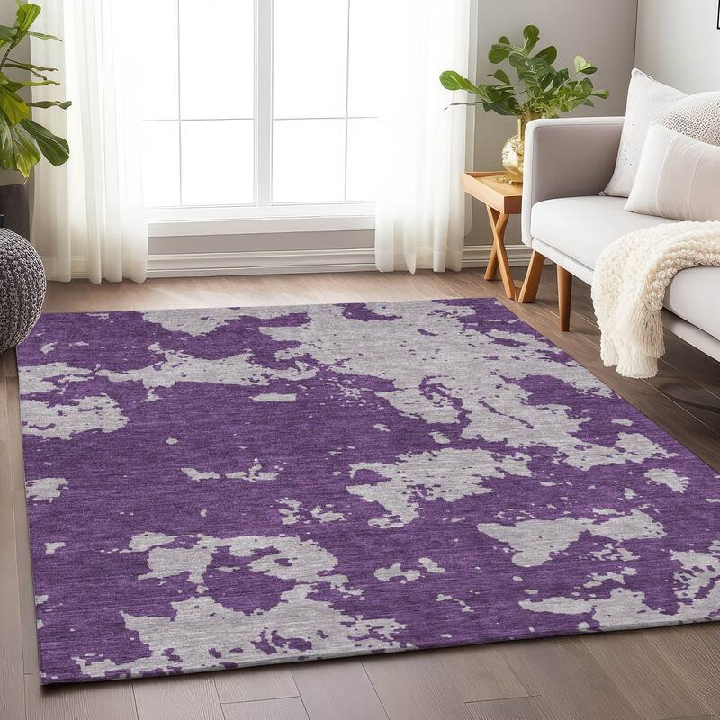Machine Washable Indoor/ Outdoor Chantille Abstract Rug